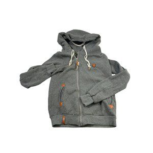 Neketano Hooded‎ Sweatshirt Womans Large Asymmetrical Full Zip Sweater Jacket